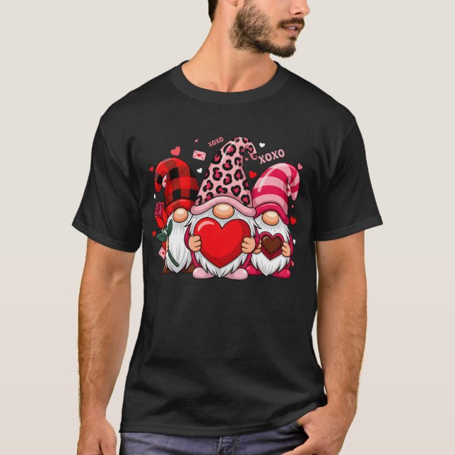 Gnomes Crew Valentines Day Buffalo Leopard Heart  T-Shirt (Vorderseite)