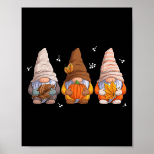 Gnomes Erntedank wird mit Pumpkin-Blätter gespielt Poster
