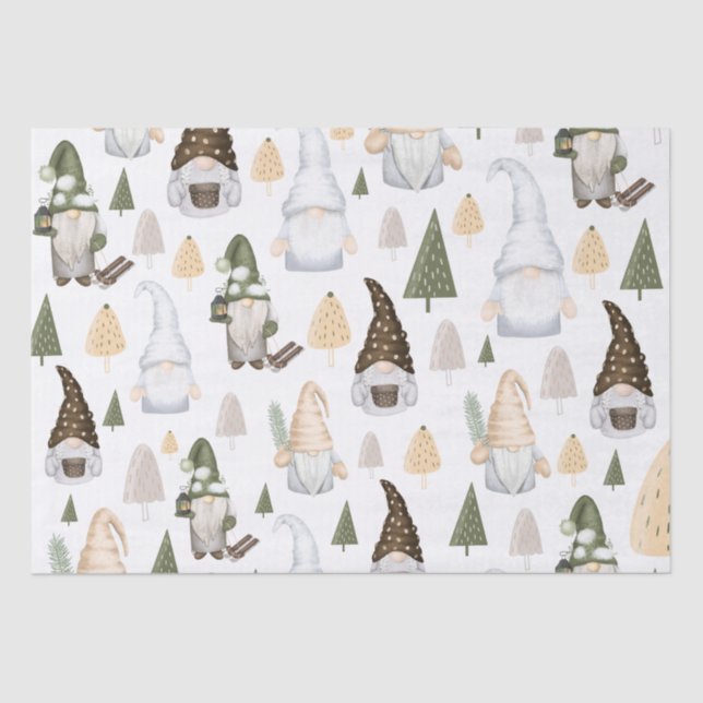 Gnomes Forest White Seidenpapier (Vorderseite)