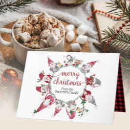 Gnomes Frohe Weihnachts-Reindeer Wasserfarbe Karie Feiertagskarte