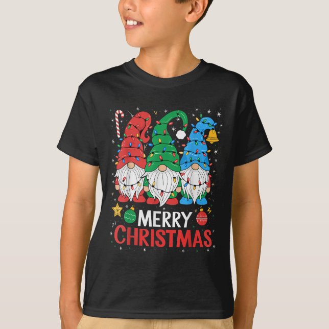 Gnomes Frohe Weihnachtslicht Familie Gnome Xmas Ma T-Shirt (Vorderseite)