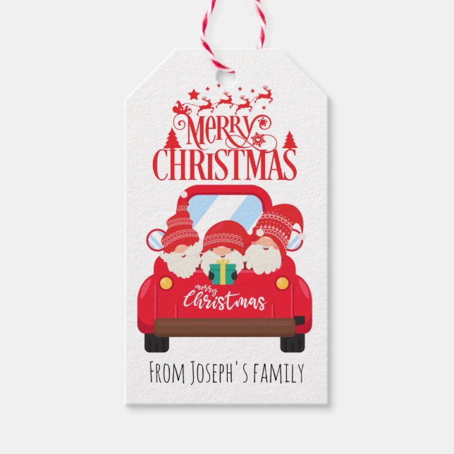 Gnomes fröhliche Weihnachten Geschenkanhänger (Vorderseite)