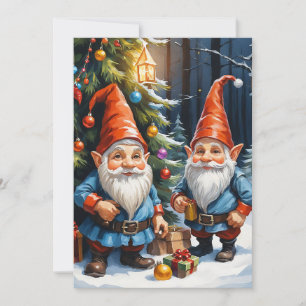 Gnomes Funny Trendy Whimsical Fantasy Kein Foto Feiertagskarte