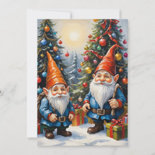 Gnomes Funny Trendy Whimsical Fantasy Kein Foto Feiertagskarte
