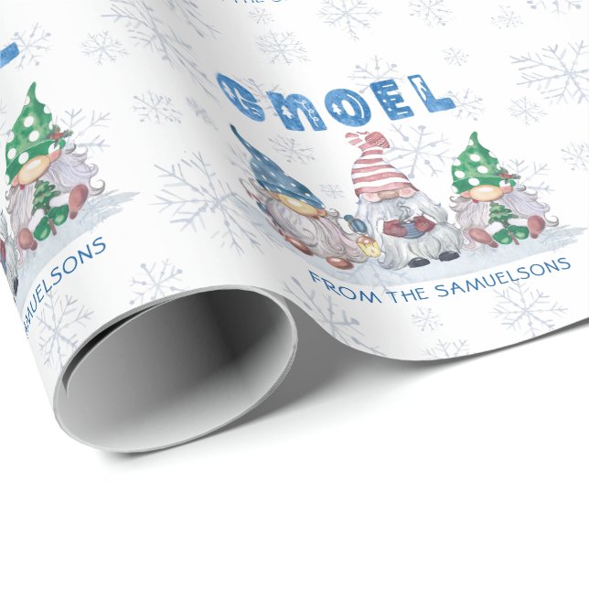 Gnomes GNOEL WeihnachtsWinter Personalisiert Geschenkpapier (Rolleneckpunkt)