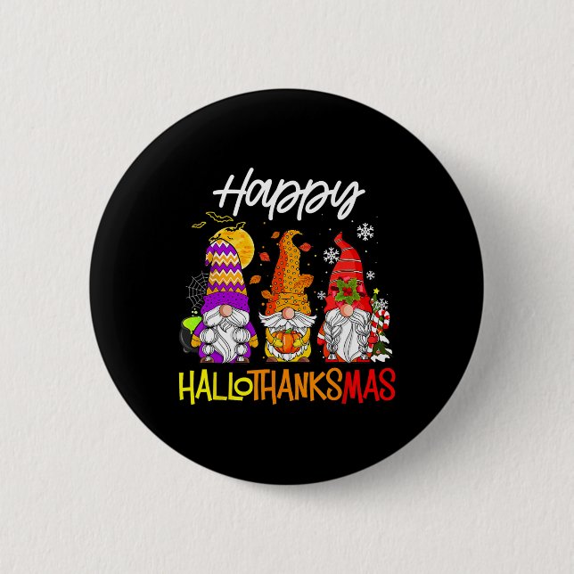 Gnomes Hallothanksmas Halloween Erntedank Chris Button (Vorderseite)
