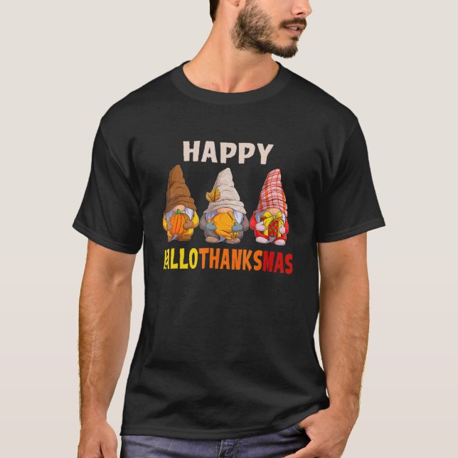 Gnomes Halloween Erntedank Weihnachtsfeier Hall T-Shirt (Vorderseite)