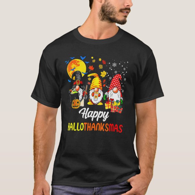 Gnomes  Halloween Merry Christmas Happy Hallothank T-Shirt (Vorderseite)