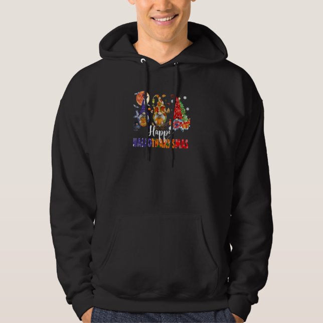 Gnomes Halloween Thanksgiving Christmas Happy Hall Hoodie (Vorderseite)