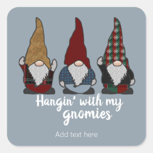 Gnomes Hangin mit My Gnomies Holiday Quadratischer Aufkleber