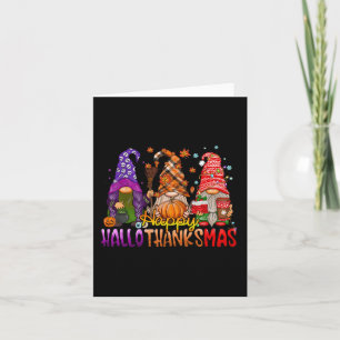 Gnomes Happy Hallothanksmas Halloween-Erntedank Karte