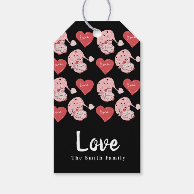 Gnomes Hearts Hand gezeichnet Valentinstag Geschenkanhänger (Vorderseite)