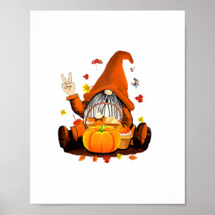 Gnomes Herbst Niedlicher Halloween Erntedank Lon Poster