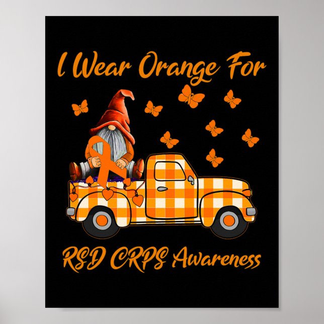 Gnomes I trage Orange für RSD Crps Bewusstsein Poster (Vorne)