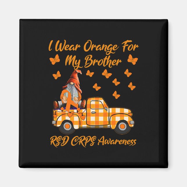 Gnomes Ich trage Orange für meine Bruder Rsd Crps  Magnet (Vorne)