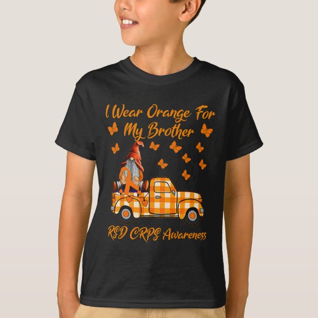 Gnomes Ich trage Orange für meine Bruder Rsd Crps  T-Shirt (Vorderseite)