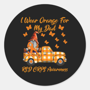 Gnomes Ich trage Orange für meinen Vater Rsd Crps Runder Aufkleber