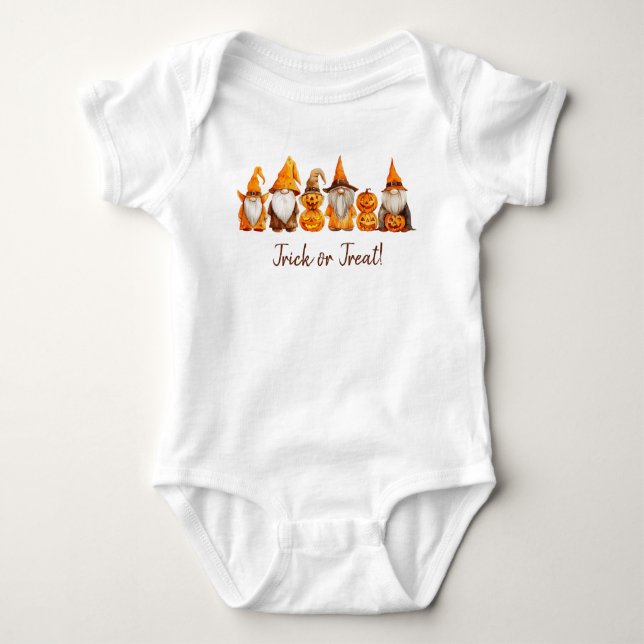 Gnomes in einer Reihe - Trick oder Treat! Baby Strampler (Vorderseite)