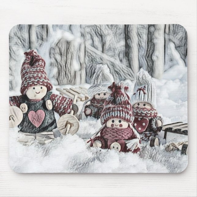 Gnomes in einer Winterlandschaft Mouse Pad Mousepad (Vorne)