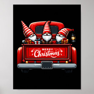 Gnomes in Red Truck Merry Christmas Pajama Familie Poster