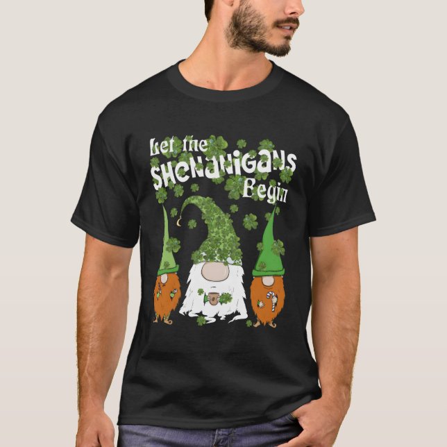 Gnomes Kleeblatt Lass Shenanigans Begin St Patrick T-Shirt (Vorderseite)