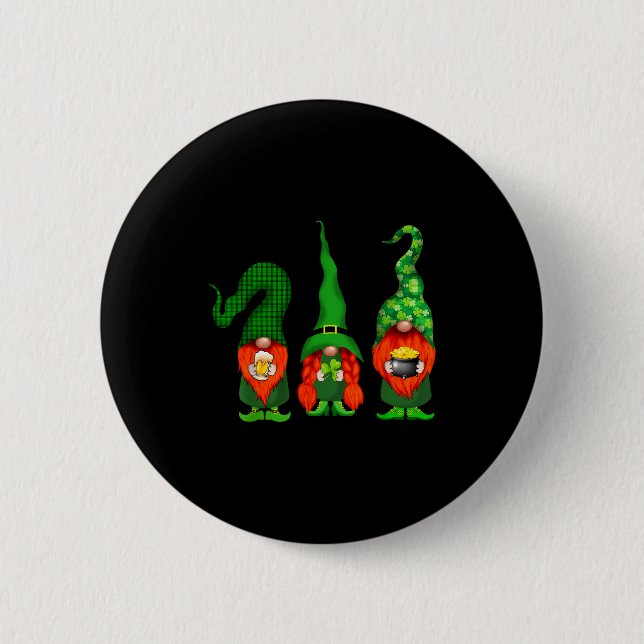 Gnomes Leprechaun St Patricks Day Beer Clover Iri- Button (Vorderseite)