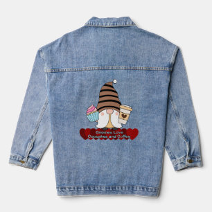 Gnomes Liebe Cupcakes und Kaffee Frauen Jeansjacke