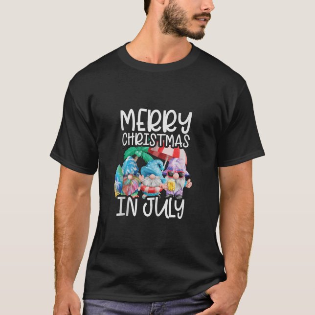 Gnomes Merry Christmas in July Tropical Christmas  T-Shirt (Vorderseite)