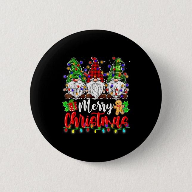 Gnomes Merry Christmas Light Gnome Xmas  Button (Vorderseite)