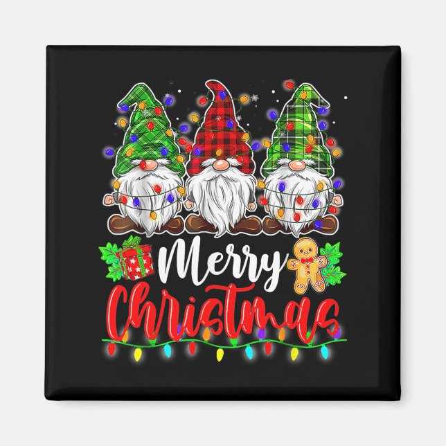 Gnomes Merry Christmas Light Gnome Xmas  Magnet (Vorne)