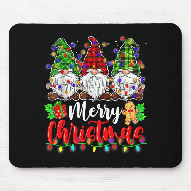 Gnomes Merry Christmas Light Gnome Xmas  Mousepad (Vorne)