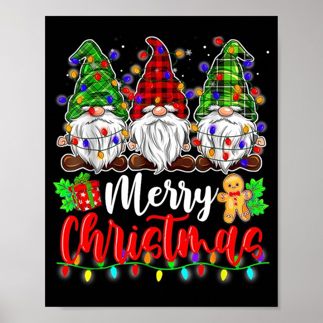 Gnomes Merry Christmas Light Gnome Xmas  Poster (Vorne)