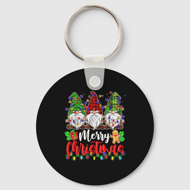 Gnomes Merry Christmas Light Gnome Xmas  Schlüsselanhänger (Vorderseite)