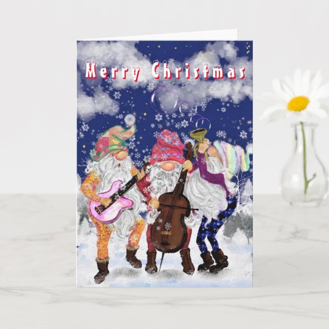 Gnomes Music Band Funny Christmas Card Karte (Kleine Pflanze)