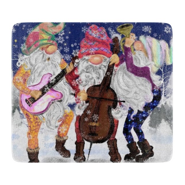 Gnomes Music Band Funny Christmas Cutting Board Schneidebrett (Vorderseite)