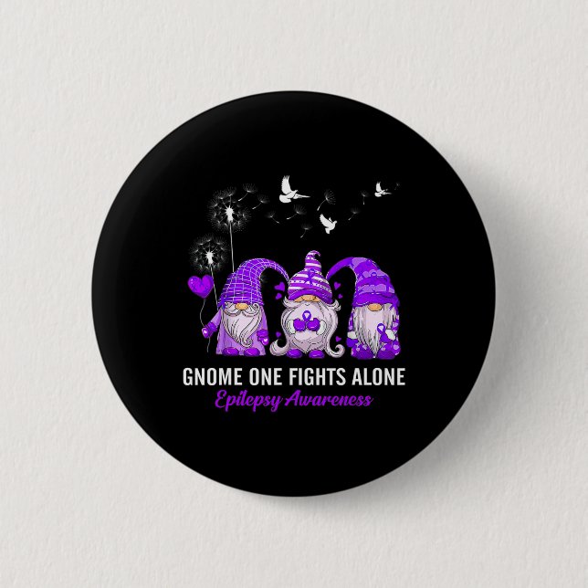 Gnomes One Fights Epilepsy Awareness Alone  Button (Vorderseite)