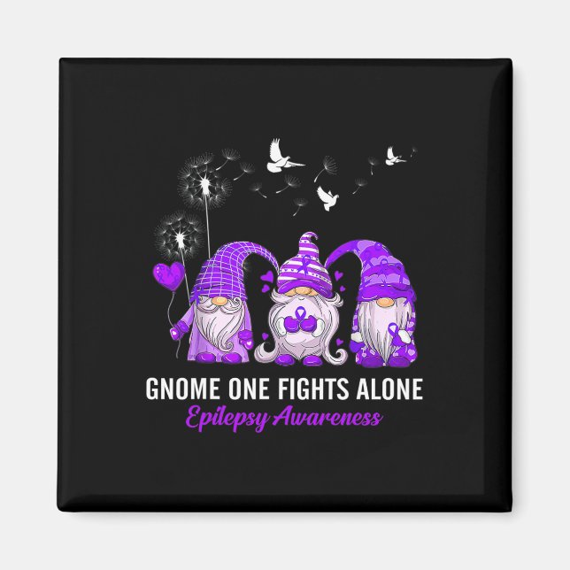 Gnomes One Fights Epilepsy Awareness Alone Epileps Magnet (Vorne)