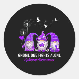 Gnomes One Fights Epilepsy Awareness Alone Epileps Runder Aufkleber