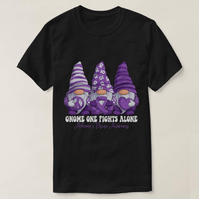 Gnomes One kämpft allein Alzheimer's Disease Aware T-Shirt (Design vorne)