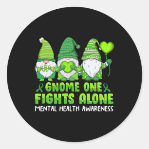 Gnomes One kämpft allein um psychische Gesundheit Runder Aufkleber