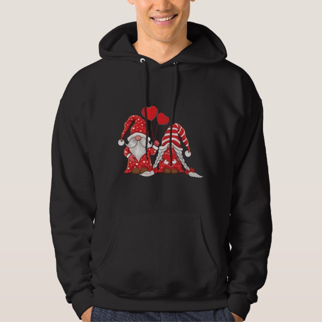 Gnomes pair Holding Herz Liebe Muster Valentin Hoodie (Vorderseite)