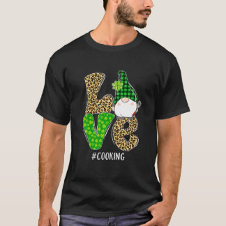 Gnomes Patrick's Day Liebe Cooking Leopard Kariert T-Shirt