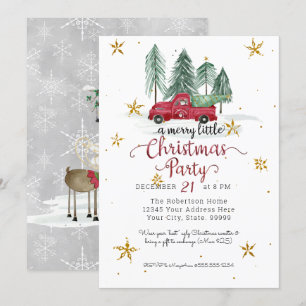 Gnomes Red Farm Truck Merry Little Christmas Party Feiertagskarte