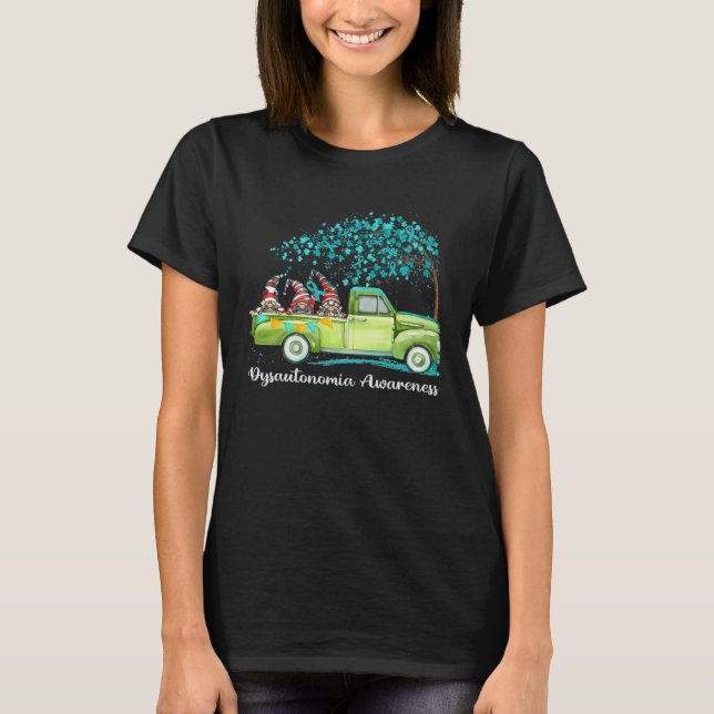Gnomes Riding Truck Dysautonomia Awareness T-Shirt (Vorderseite)