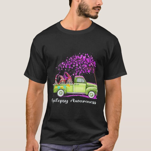 Gnomes Riding Truck Epilepsie Bewusstsein T-Shirt (Vorderseite)