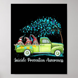 Gnomes Riding Truck Suizidprävention Bewusstsein Poster