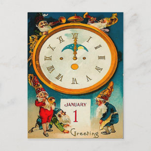 Gnomes - schellend im neuen Jahr Feiertagspostkarte