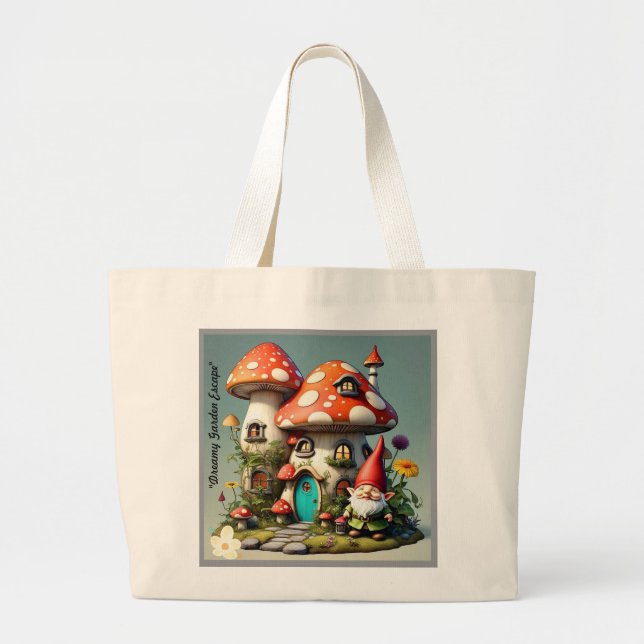 "Gnome's Secret Garden" Jumbo Stoffbeutel (Vorne)
