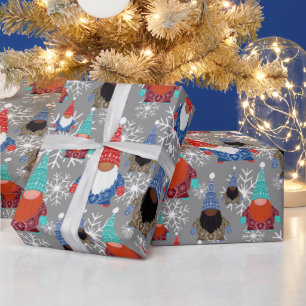 Gnomes Snowflake Illustrationen Weihnachtsmuster Geschenkpapier