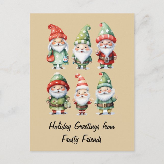 Gnomes Spreading Winter Cheer Postkarte (Vorderseite)